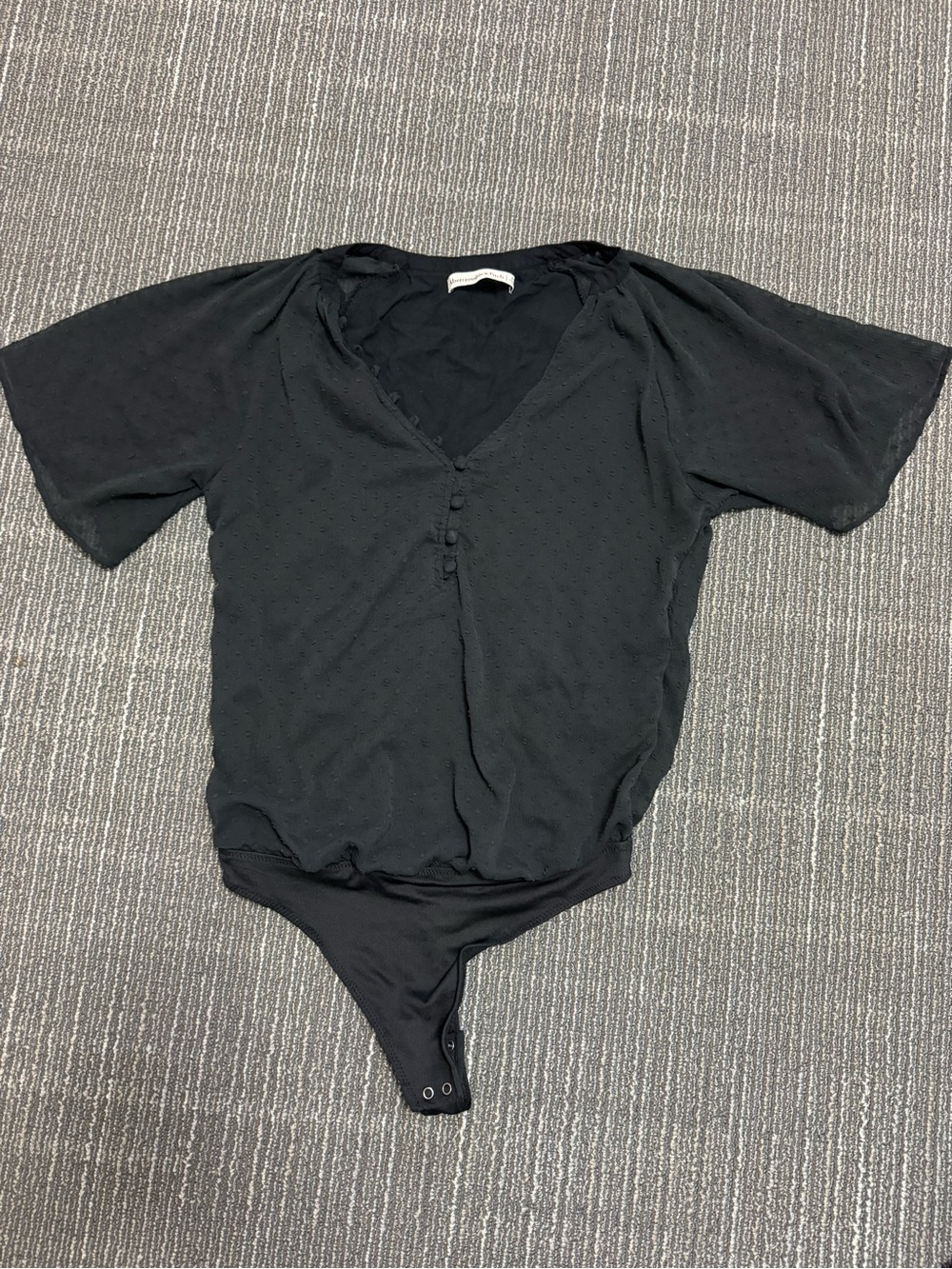 Abercrombie & Fitch Black V-Neck Button Bodysuit